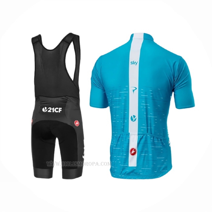 2018 Ropa Ciclismo Sky Azul Blanco Mangas Corta y Culotte Corto
